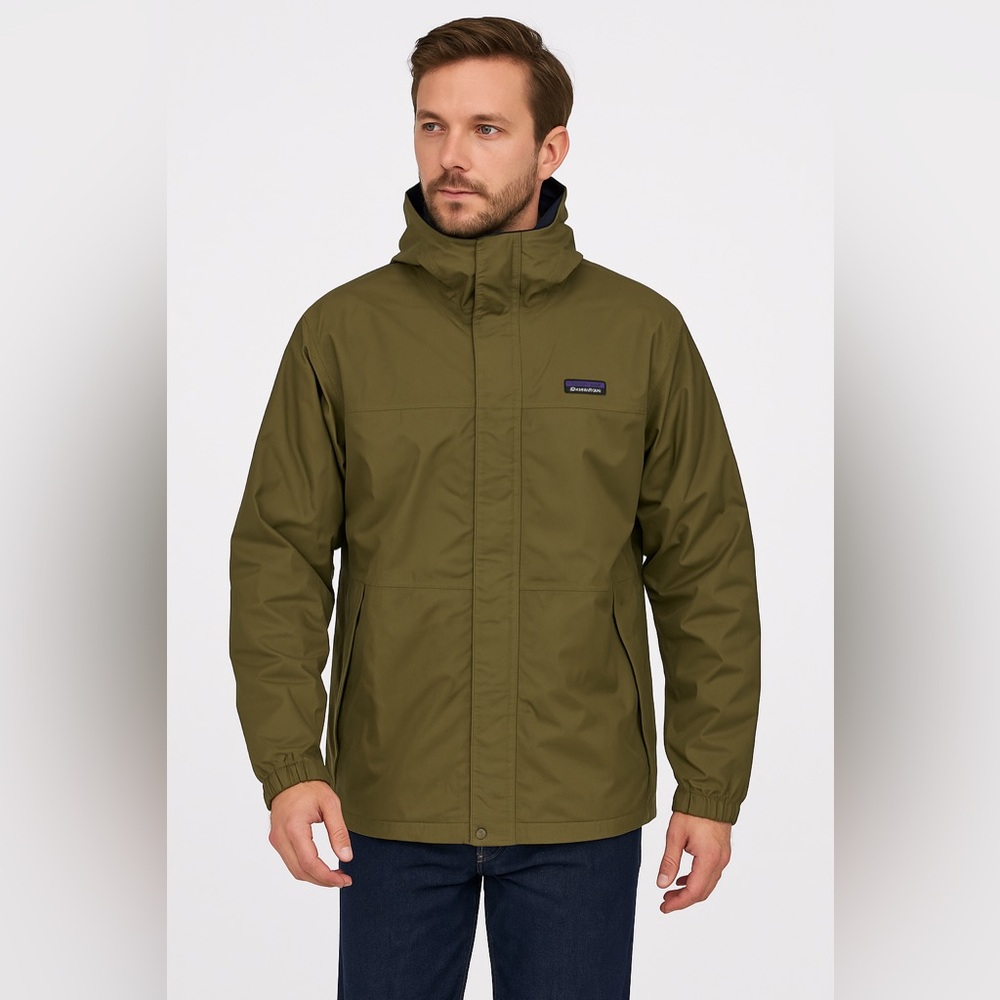 Patagonia Men’s XL Nylon Shell Jacket Olive Green Waterproof Hooded Windbreaker